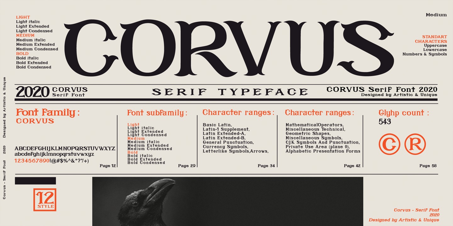Corvus Bold Condensed Font preview